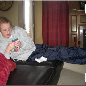 Cute girl in nylon wind pants