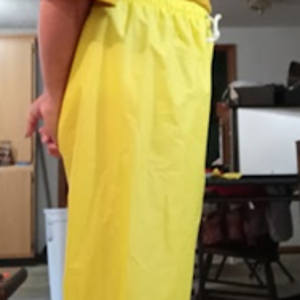 Me in my yellow shirt & my NEW yellow nylon pants w/my hands behind my back 2 (side 2)