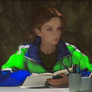 Woman in shiny nylon shellsuit in bootcamp