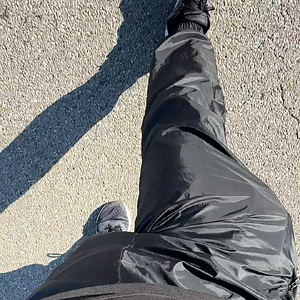Walking in new shiny Nike windpants