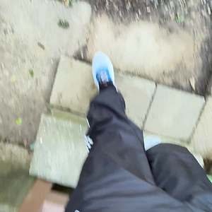 Walking around the cabin in Adidas pants