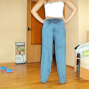 Adidas womens blue pants pose