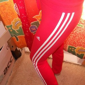 Adidas womens pink logo pants side