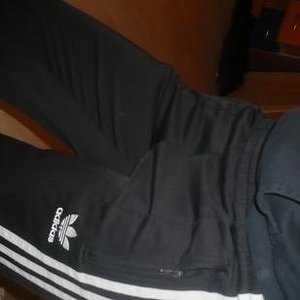Adidas black pants side angle