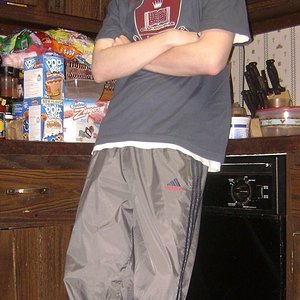 Gray with blue stripes