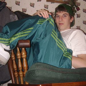 Forest green with lime green stripes