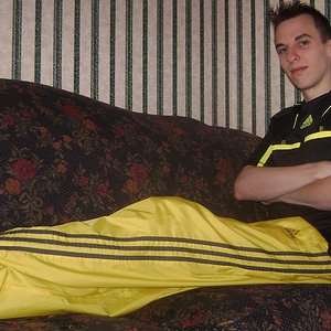 Yellow with dark gray stripes