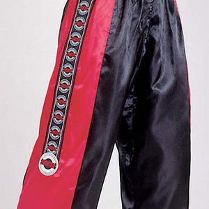 satin pants black And Red