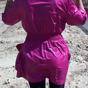 Pink Shiny Nylon Raincoat