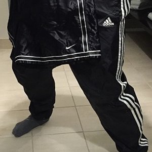 Different ways to layer the shorts with Adidas pants