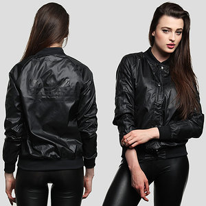 Adidas basic college jacket and shiny leggings