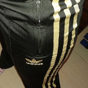 Girl with black/white1 adidas pants
