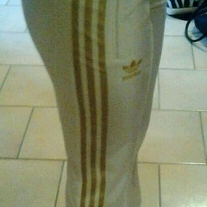 Adidas shiny white/gold pants