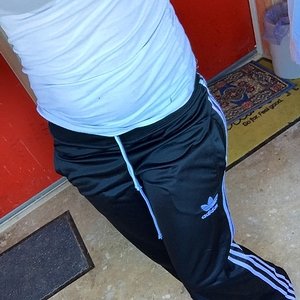 Adidas black/white shiny pants sexy girl