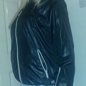 my smoker wife in one of her nylon jackets