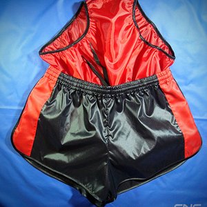 SNS Black Red Nylon Shorts