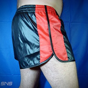 SNS Black Red Nylon Shorts