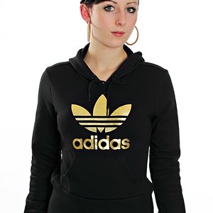 adidas trefoil blackmetallicgold girlhoodie Lg