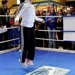 Adidas black pants white top jumping rope