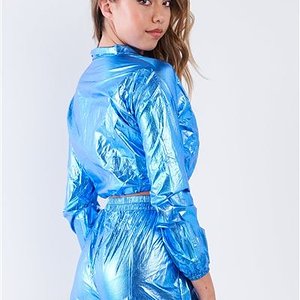 Blue Metallic Lightweight Drawstring Crop Top & Shorts Set _3-2-1.jpg
