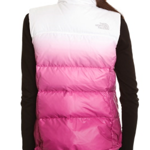 White and pink NF nuptse gilet girl