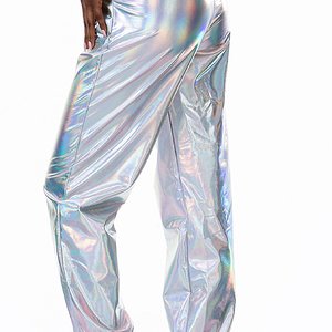 VISNXGI High Waisted Metallic Shiny Loose Sweatpants for Women Night Club Holographic Joggers Pants Beam Foot.jpg