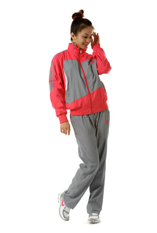 2012 Adidas tracksuit bun womens pink grey front