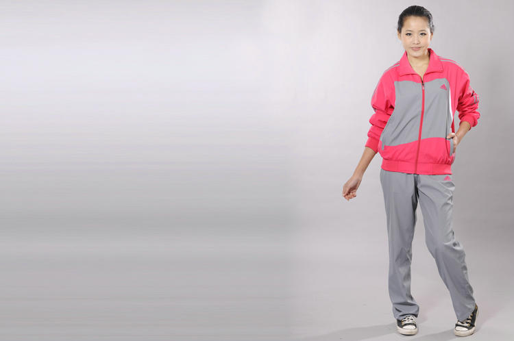 2012 Adidas tracksuit womens pink grey front hanging