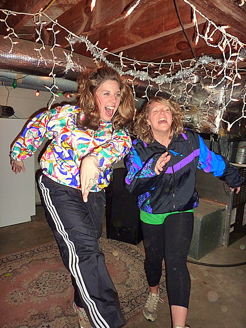 Adidas black pants dancing friends