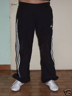 Adidas black pants front stand