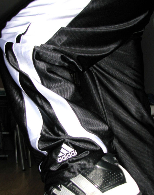 Adidas black pants shiny image