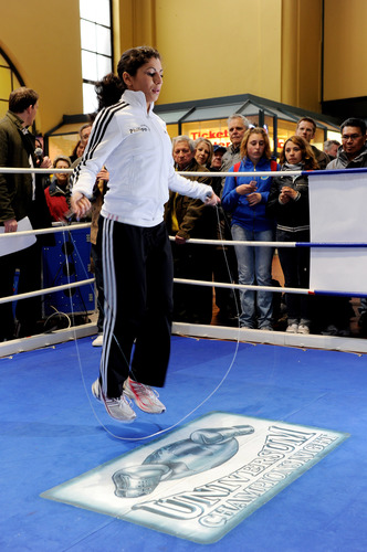 Adidas black pants white top jumping rope