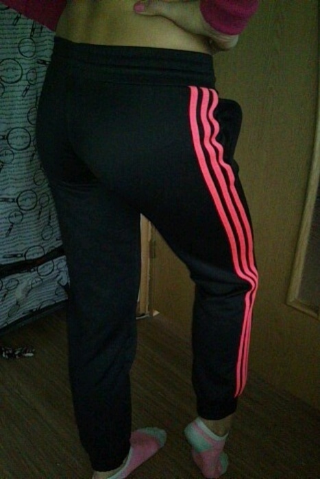 Adidas black/pink pants rear