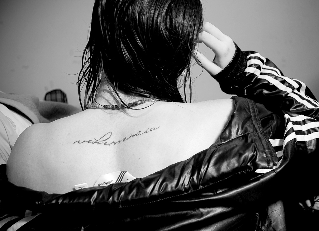 Adidas black sports jacket tattoo