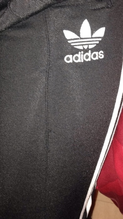 Adidas black/white pants closeup