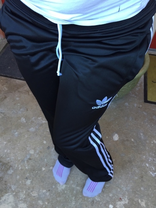 Adidas black/white shiny pants