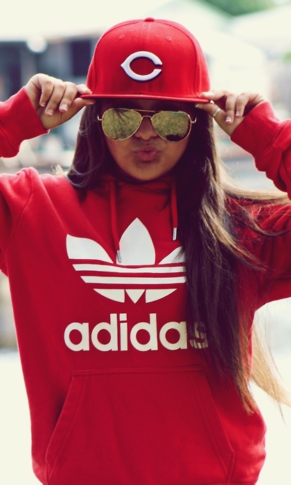 adidas brunette girl hair Red 212282