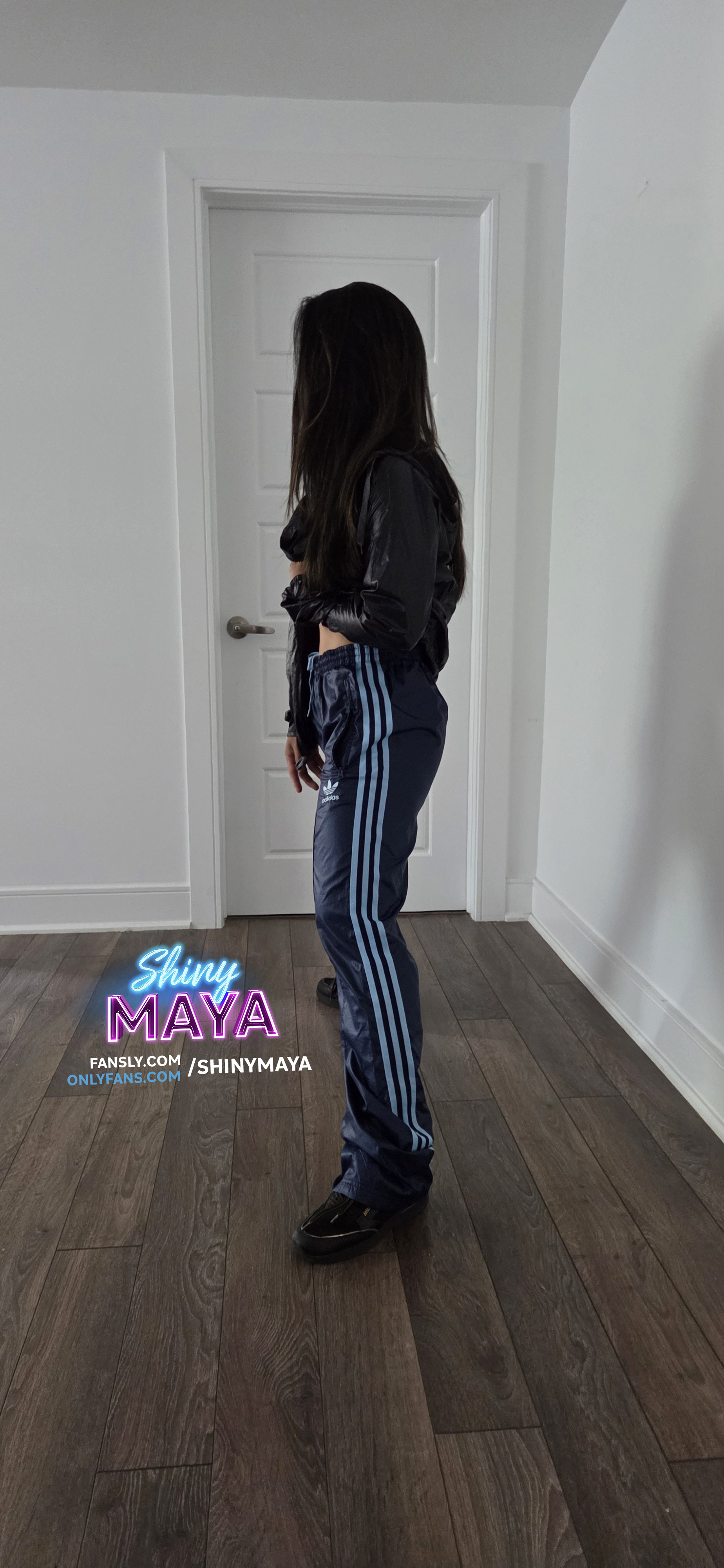 Adidas cal surf nylon pants shiny women
