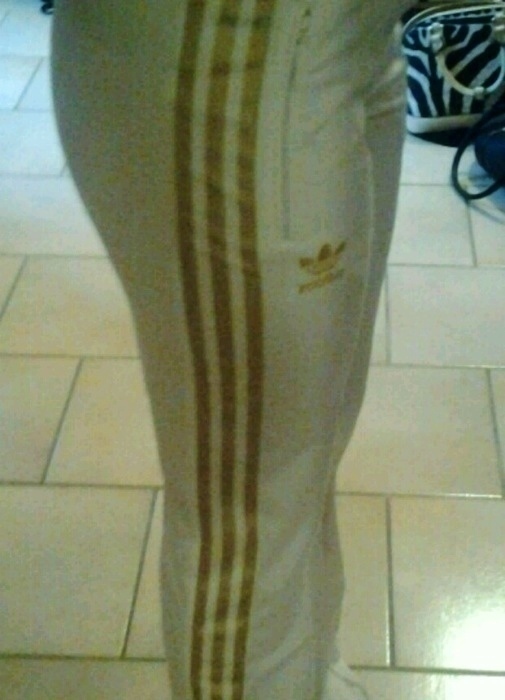 Adidas shiny white/gold pants