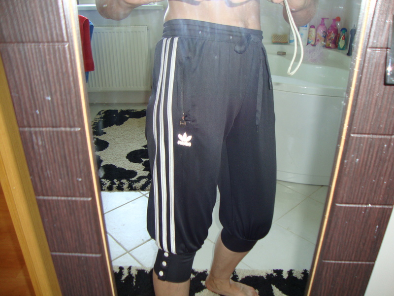 Adidas womans baggy black pants knee buttons