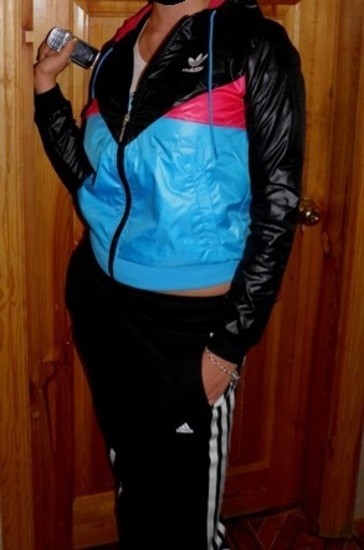 Adidas womans black pants shiny biker jacket