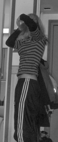 Adidas womans black pants white stripes striped long sleeved shirt