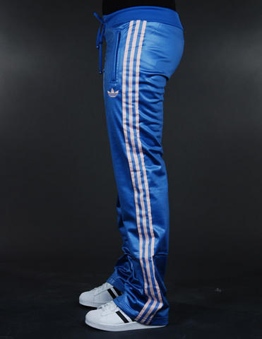 Adidas womans blue pants white stripes small side logo