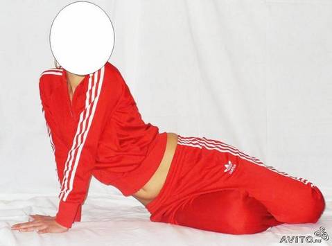 Adidas womans red tracksuit faceless