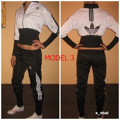 Adidas womans two piece suit two shot pose black logo