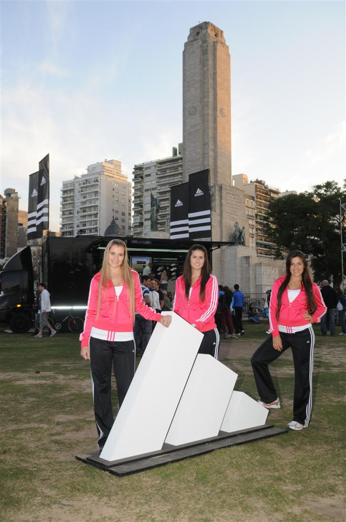 Adidas womens black pants pink jackets group pose