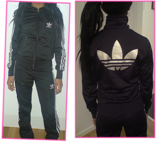 Adidas womens black track suit two shot large back logo