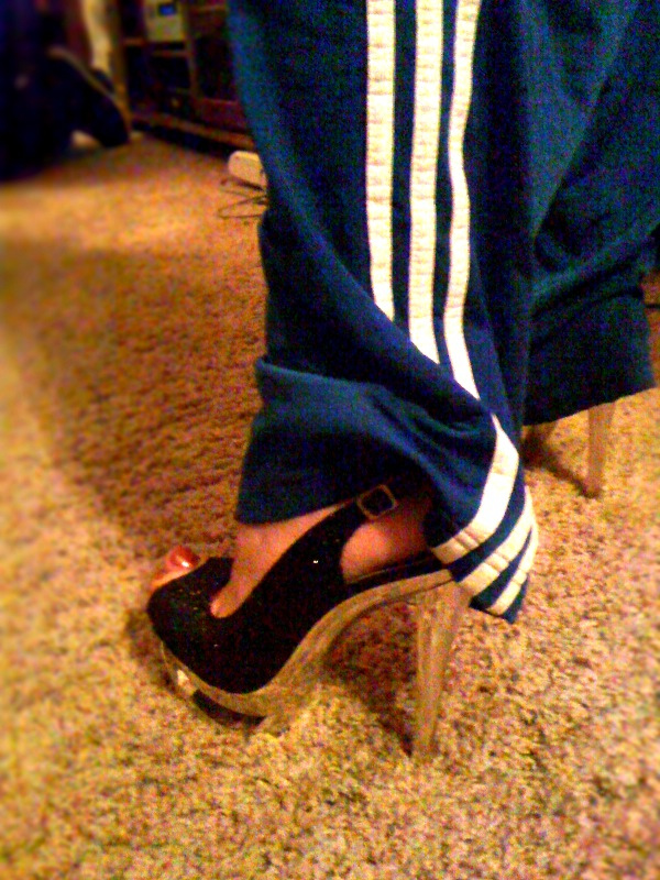 Adidas womens blue pants high heel