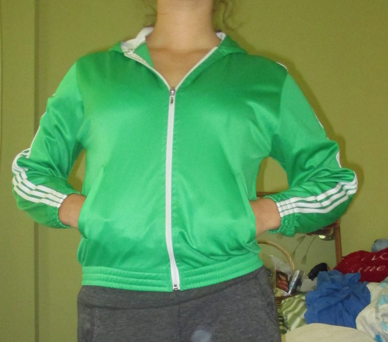 Adidas womens green top pocket hands