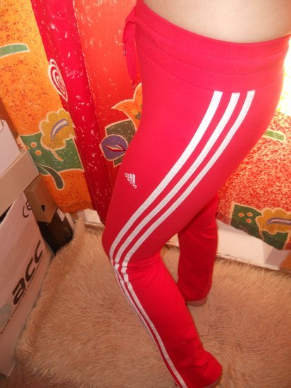 Adidas womens pink logo pants side